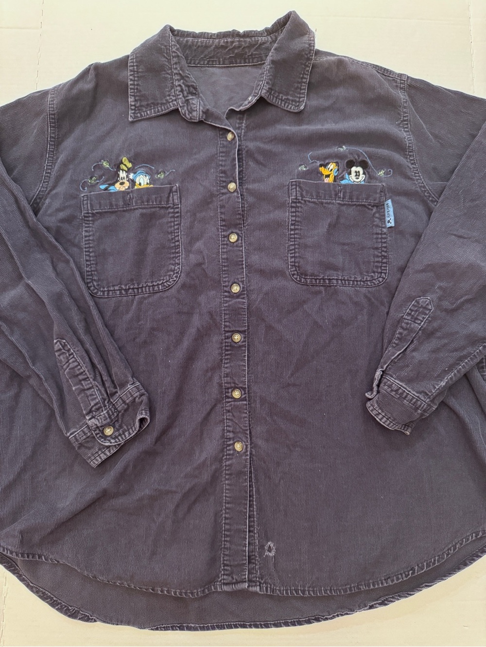 Mickey Unlimited Women Plus Blouse Button Front Mickey Mouse Corduroy Donald